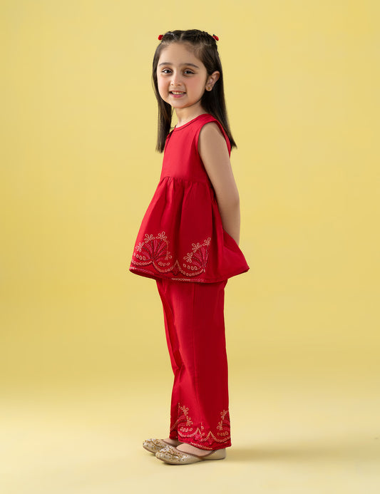 2 PIECE EMBROIDERED SLEEVELESS SUIT