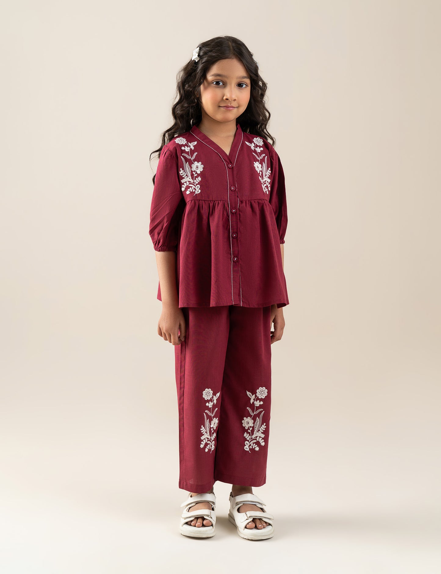 2 PIECE FLORAL EMBROIDERED SUIT