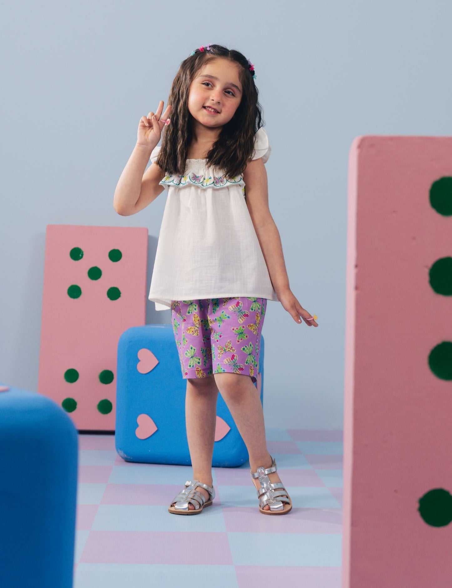 2 PIECE BUTTERFLY PRINTED SUIT