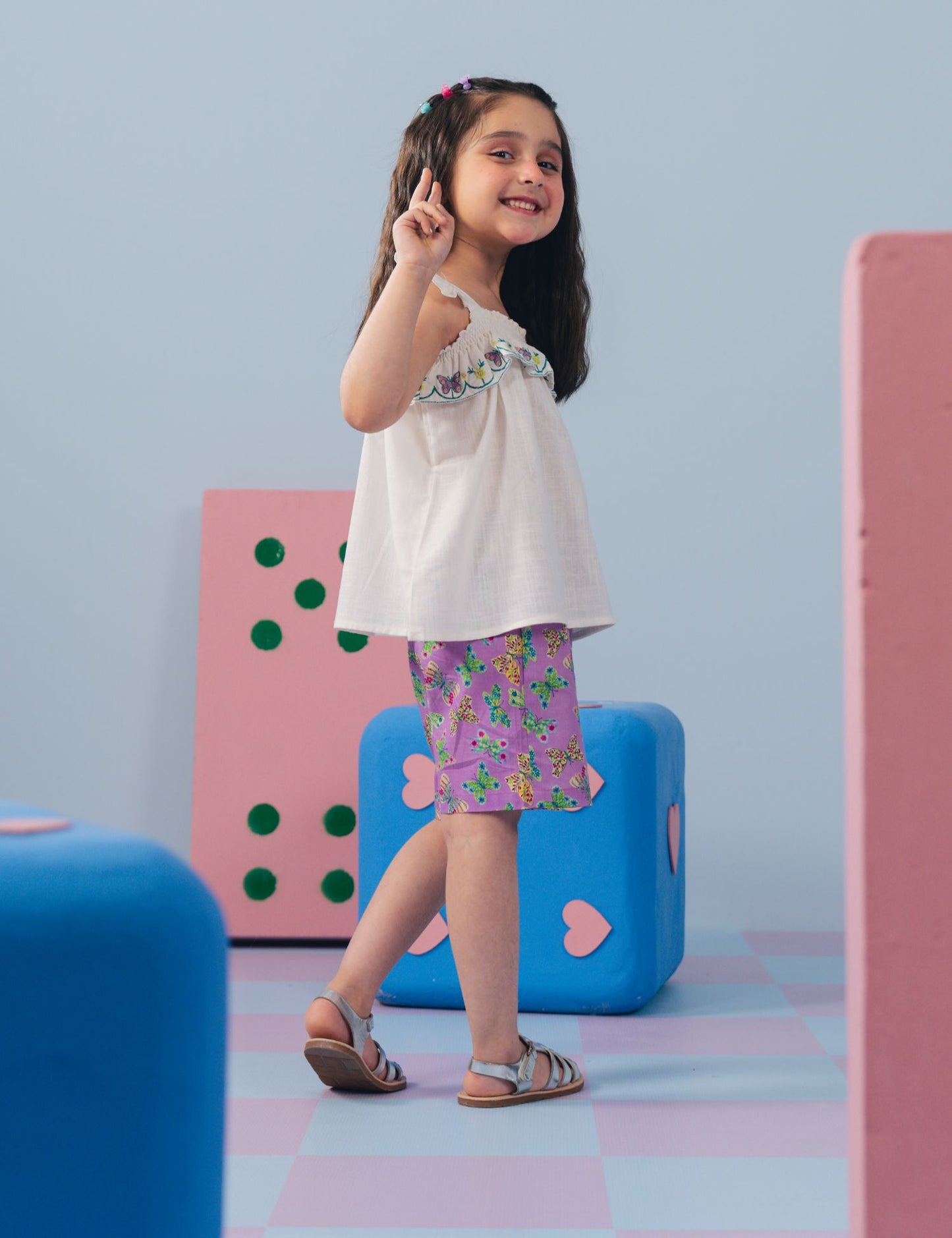 2 PIECE BUTTERFLY PRINTED SUIT