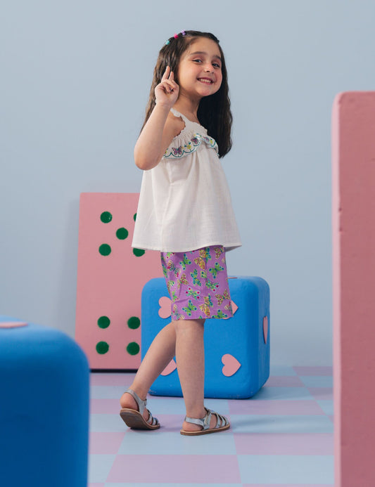 2 PIECE BUTTERFLY PRINTED SUIT