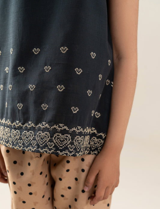 2 PIECE HEART EMBROIDERED SUIT