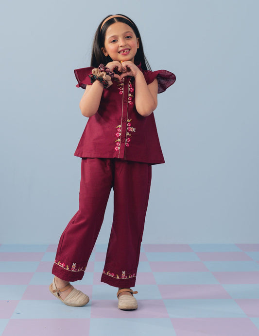 2 PIECE BUNNY EMBROIDERED SUIT