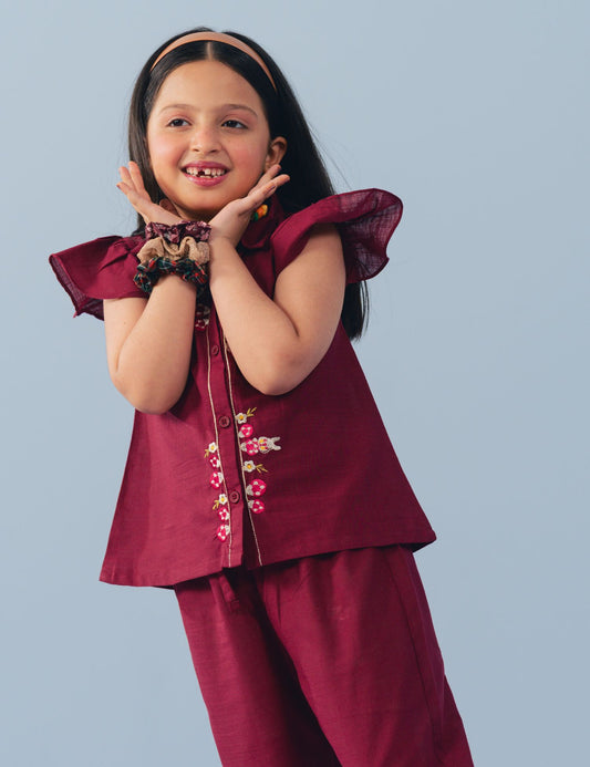 2 PIECE BUNNY EMBROIDERED SUIT