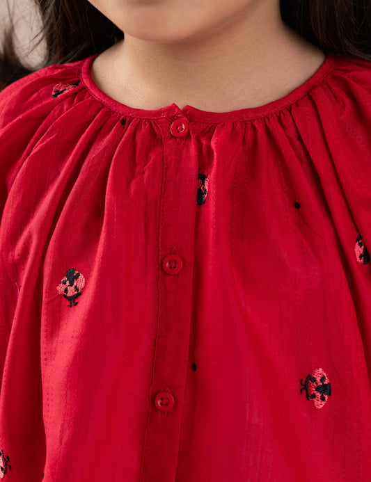 BUTTON DOWN EMBROIDRED TOP