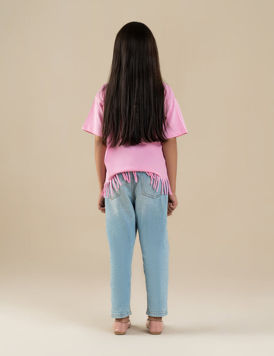 HEART EMBROIDERED T-SHIRT FOR GIRLS