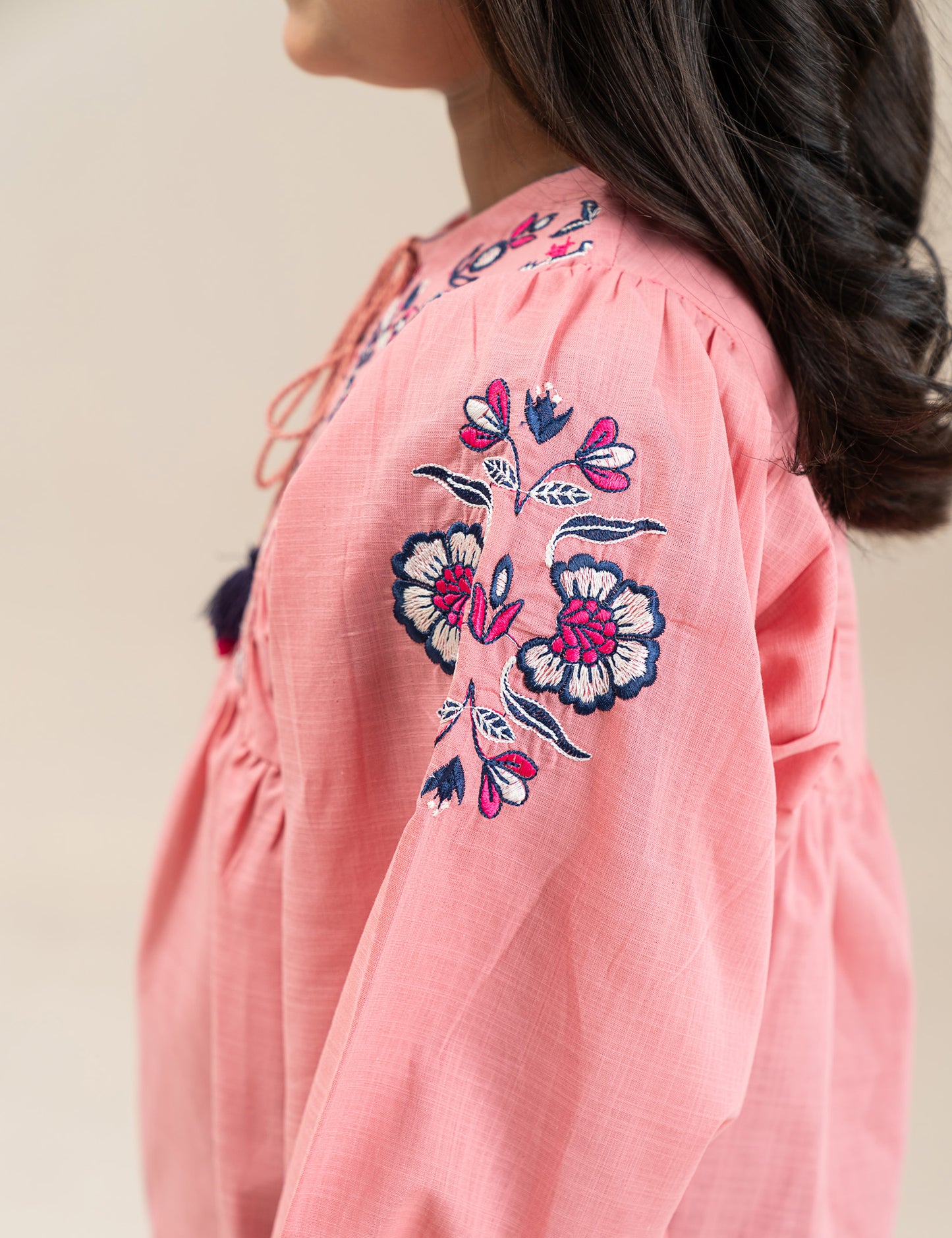 FLORAL EMBROIDERED PEPLUM DRESS