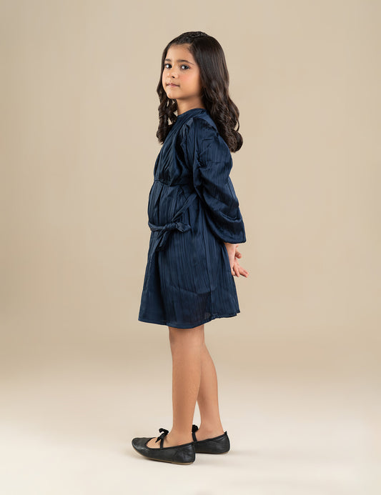PLEATED BELTED DRESS