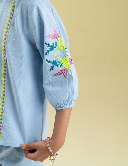 2 PIECE FLORAL EMBROIDERED SUIT