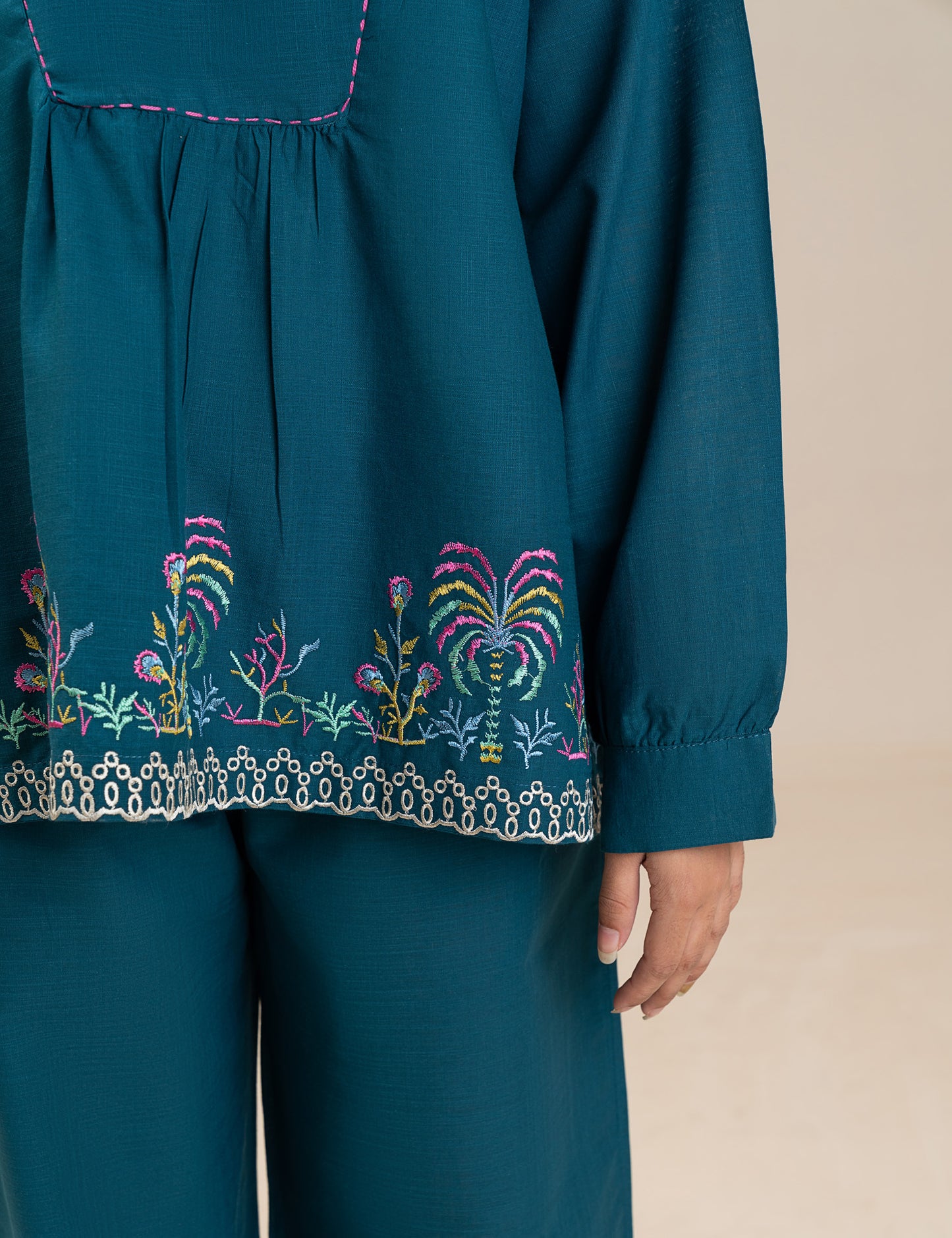 2 PIECE FLORAL EMBROIDERED SUIT