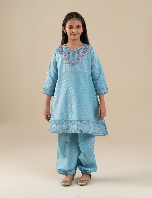 2 PIECE EMBROIDERED PEPLUM SUIT