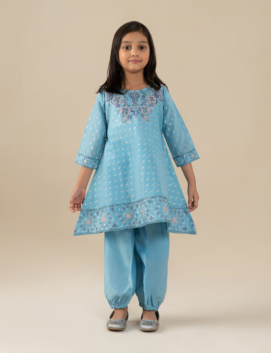 2 PIECE EMBROIDERED PEPLUM SUIT