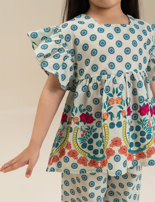 2 PIECE FLORAL EMBROIDERED SUIT