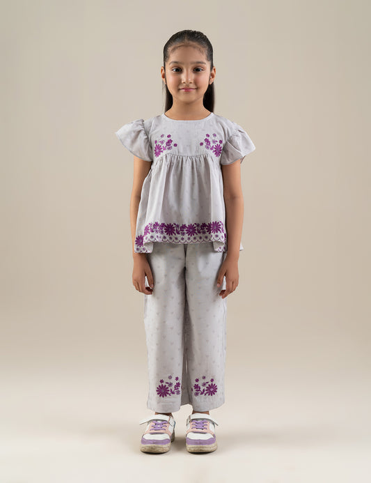 2 PIECE FLORAL EMBROIDERED SUIT