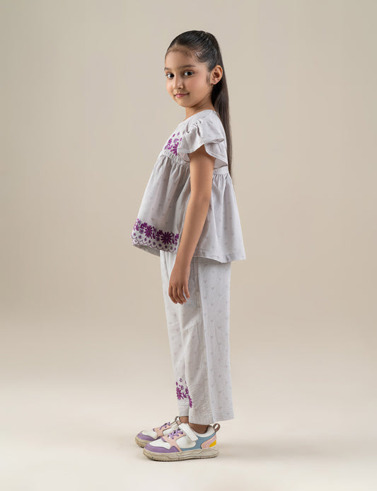 2 PIECE FLORAL EMBROIDERED SUIT