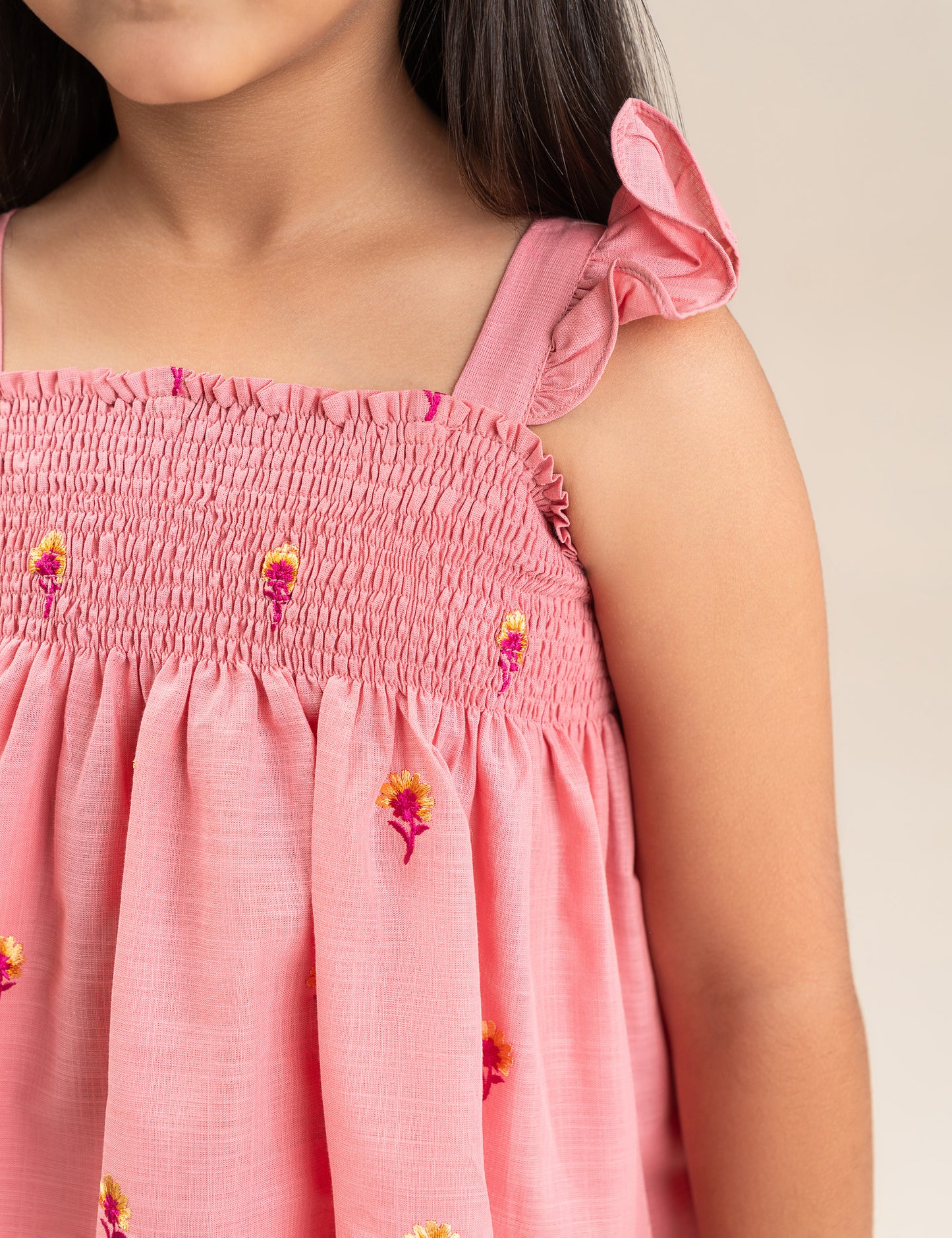 2 PIECE EMBROIDERED SMOCKED SUIT