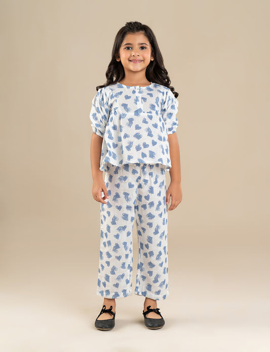 2 PIECE HEART PRINTED SUIT