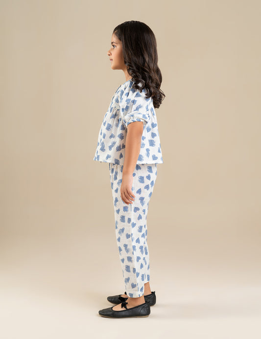 2 PIECE HEART PRINTED SUIT