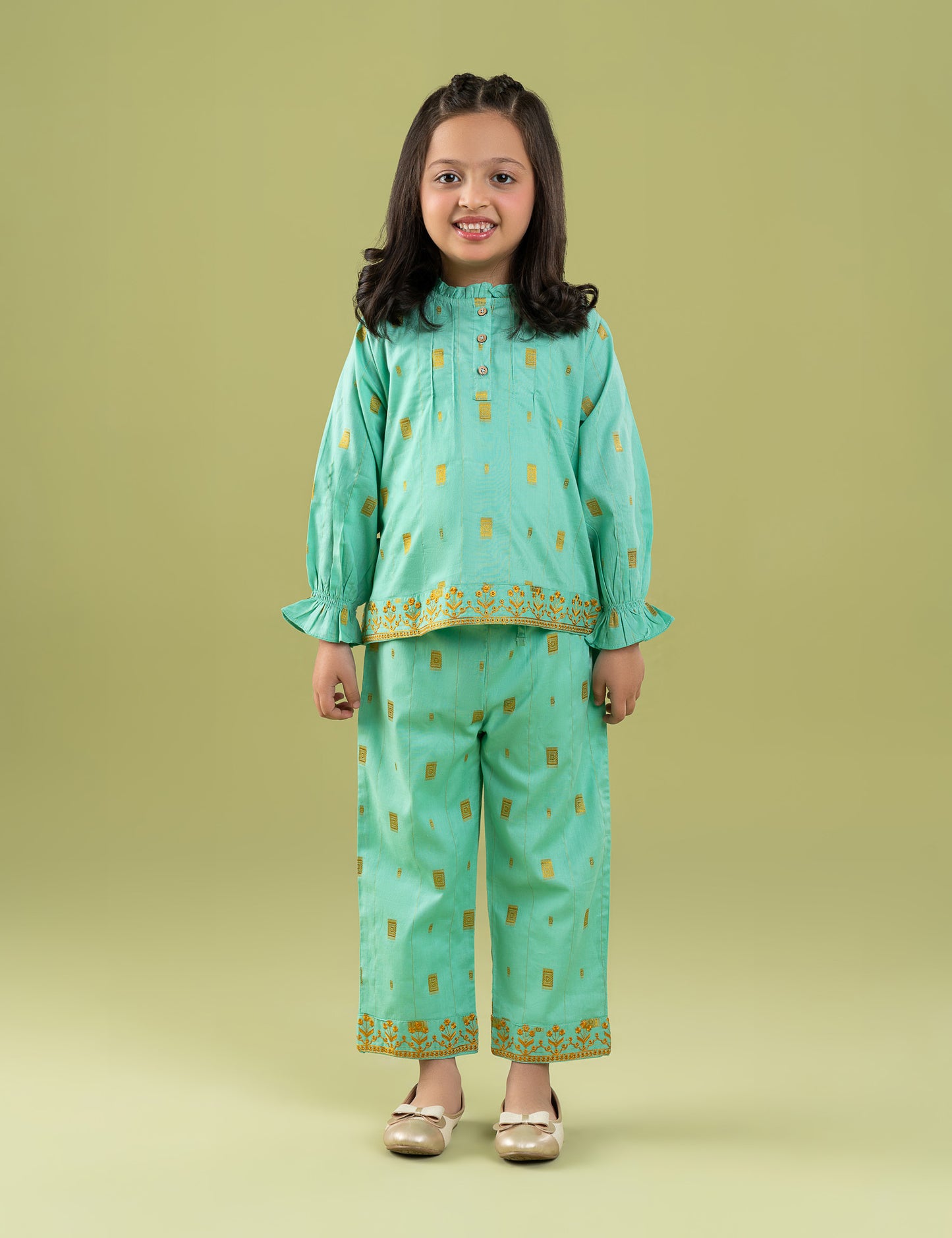 2 PIECE FLORAL EMBROIDERED SUIT