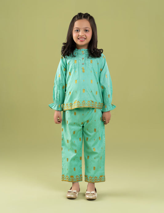 2 PIECE FLORAL EMBROIDERED SUIT