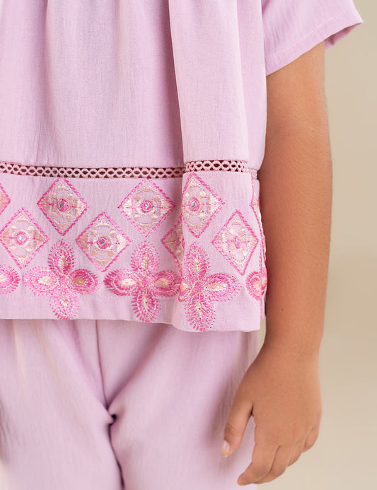 2 PIECE FLORAL EMBROIDERED SUIT