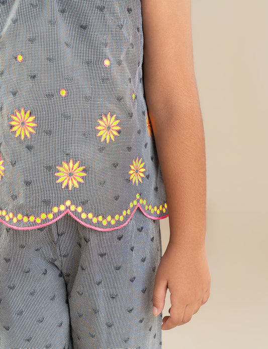2 PIECE FLORAL EMBROIDERED SUIT