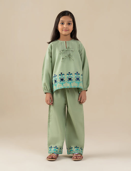 2 PIECE FLORAL EMBROIDERED SUIT