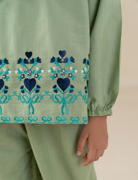 2 PIECE FLORAL EMBROIDERED SUIT