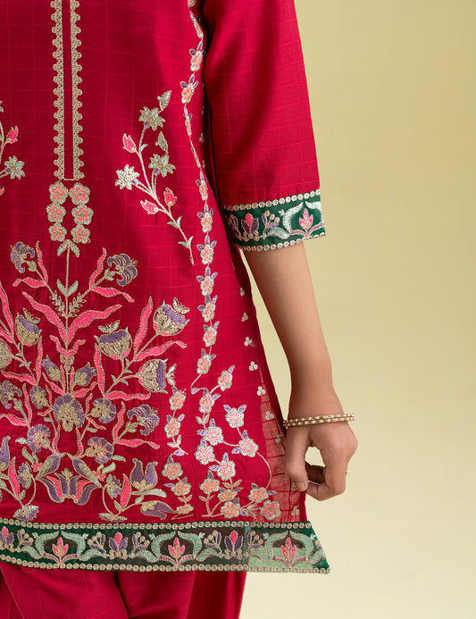 2 PIECE FLORAL PRINTED EMBROIDERED SUIT