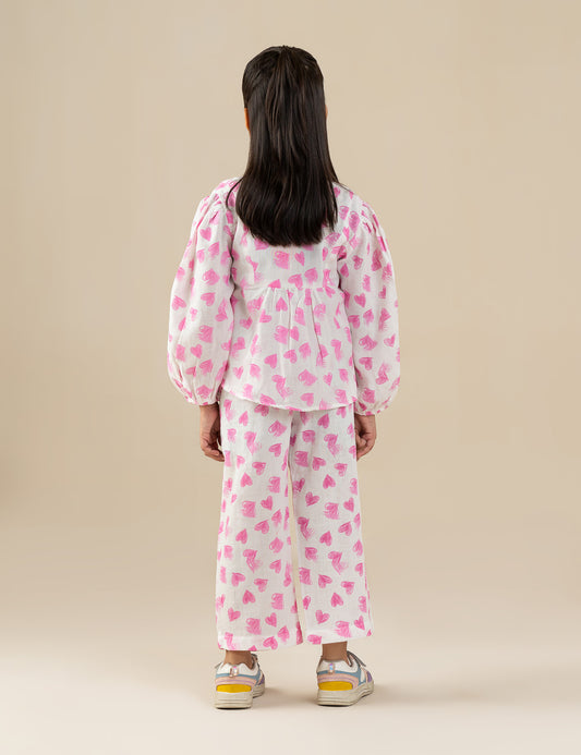 2 PIECE HEART PRINTED SUIT
