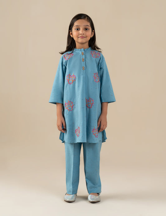 2 PIECE HEART EMBROIDERED SUIT