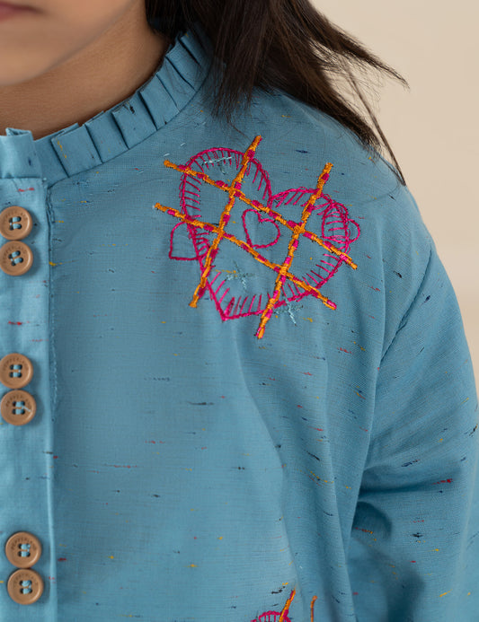2 PIECE HEART EMBROIDERED SUIT
