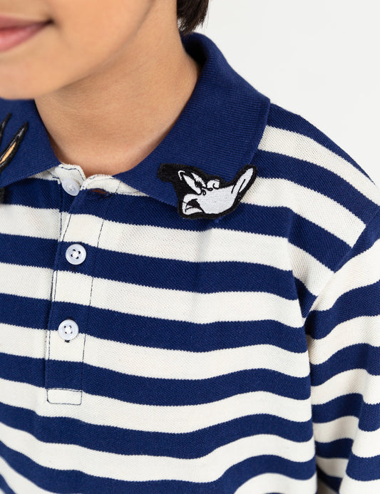 STRIPED PIQUE POLO