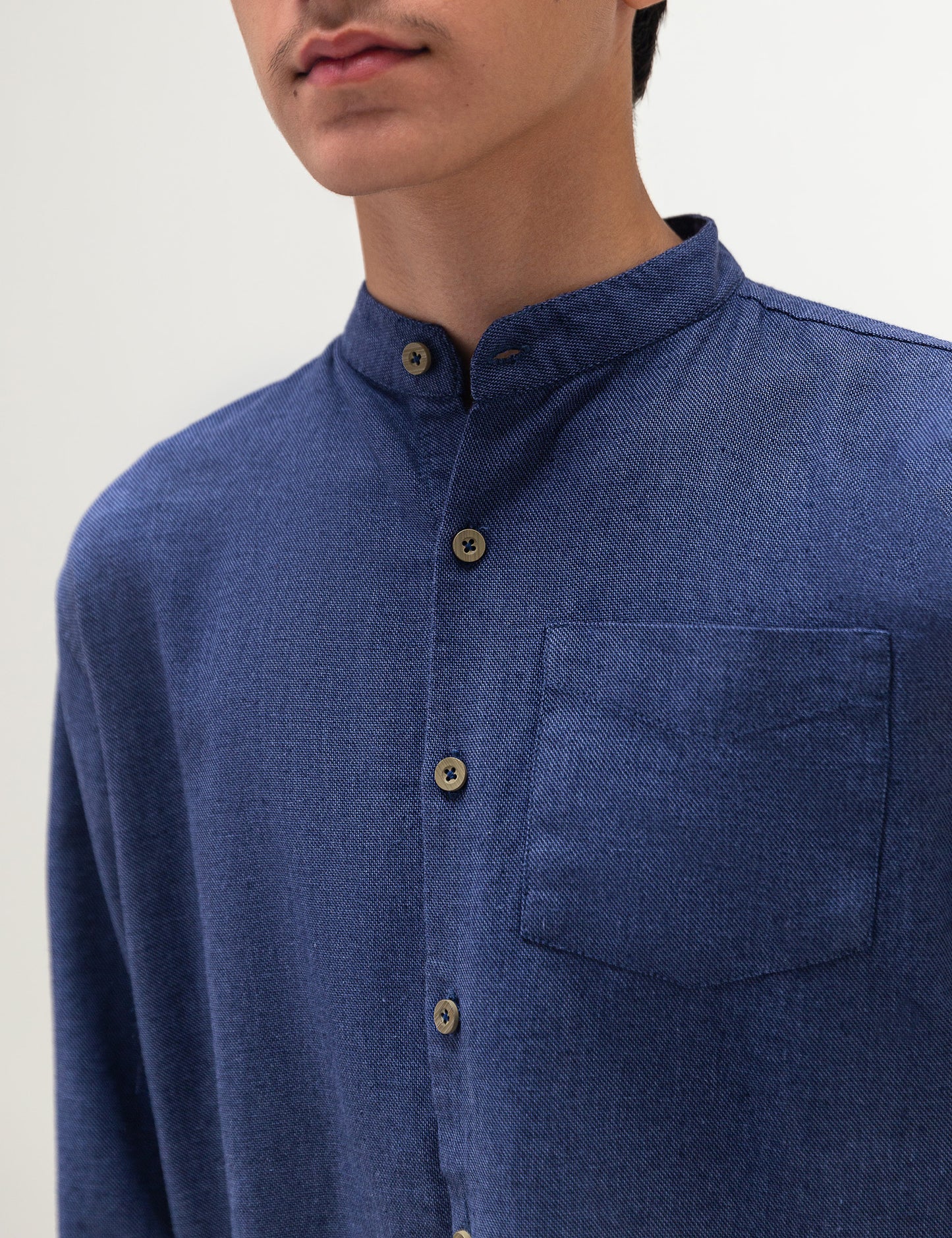 STYLISED BAND COLLAR SHIRT