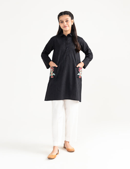 POCKET EMB BUTTON DOWN TUNIC