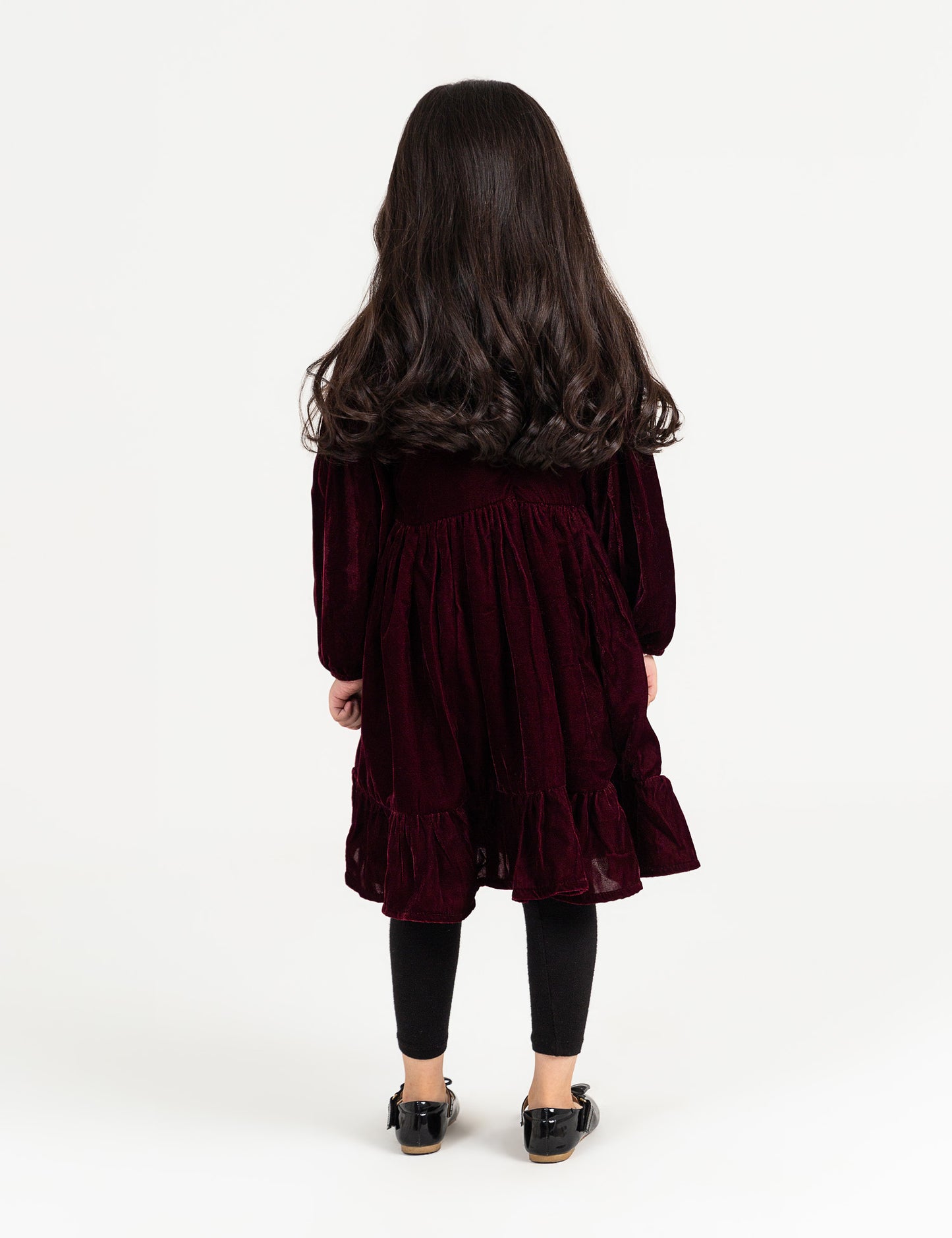 VELVET RUFFLED DRESS