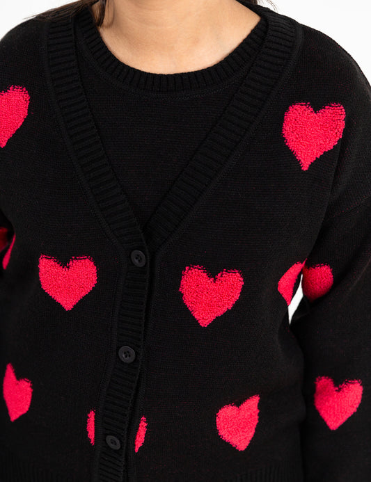 HEART KNITTED CARDIGAN