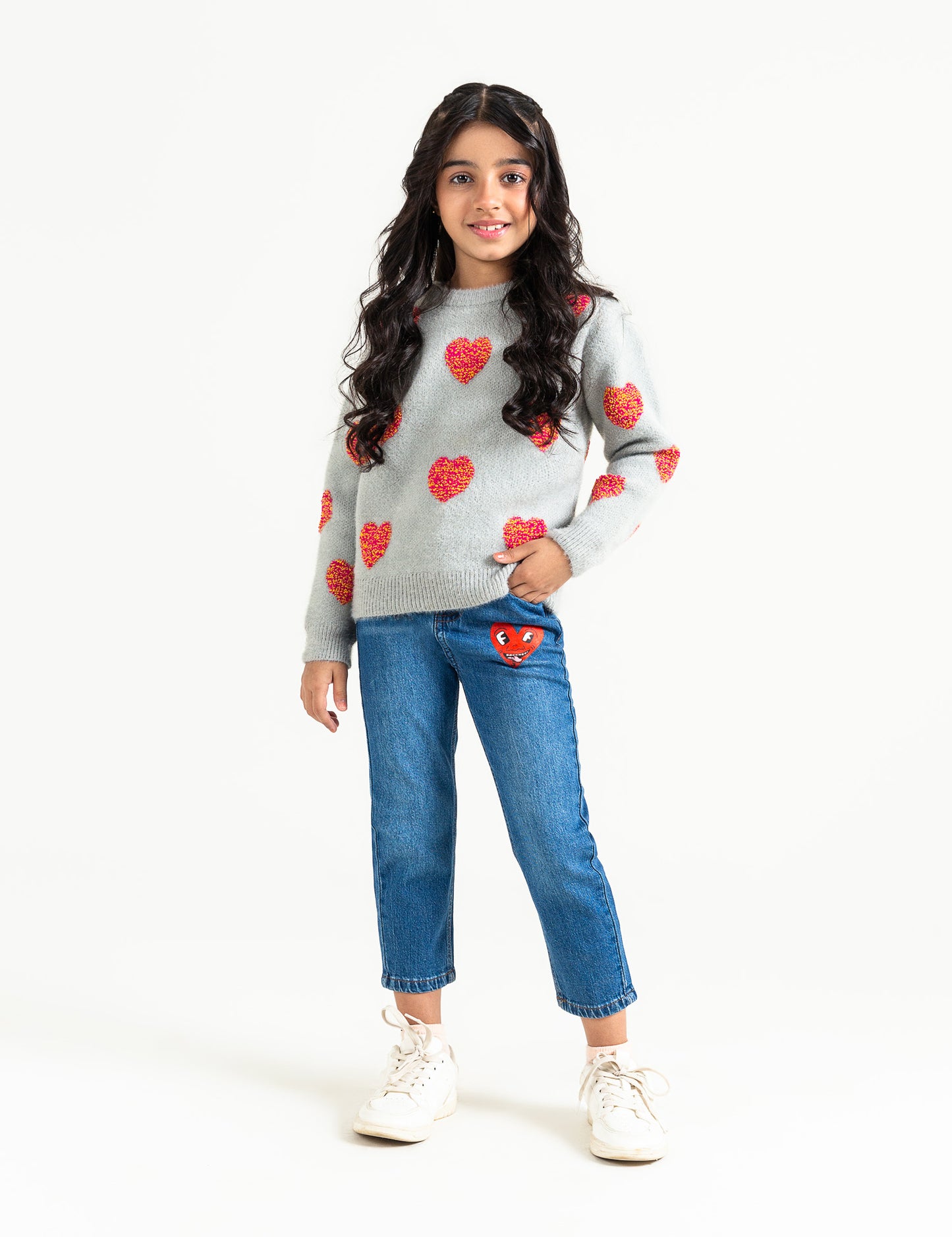 EMBOSSED HEART PATTERN SWEATER