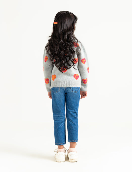 EMBOSSED HEART PATTERN SWEATER