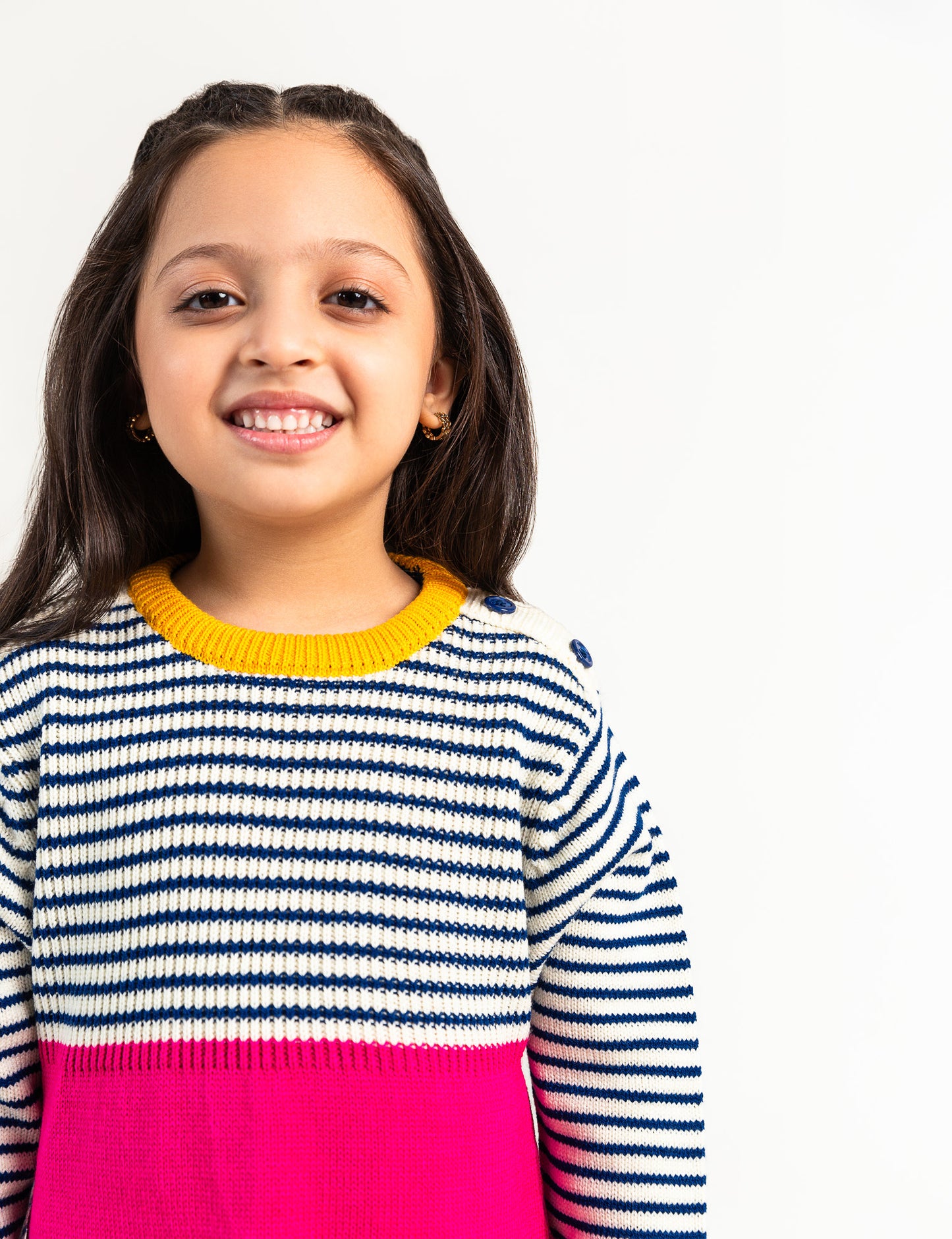 COLOR BLOCK SWEATER DRESS WITH POLKA DOTS POCKETS