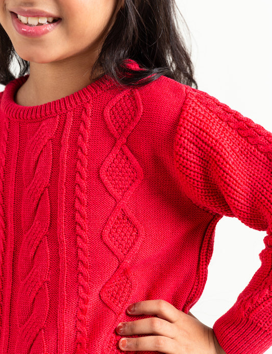 PEPLUM CABLE SWEATER