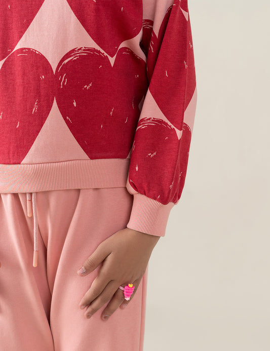 2 PIECE HEART PRINTED SUIT