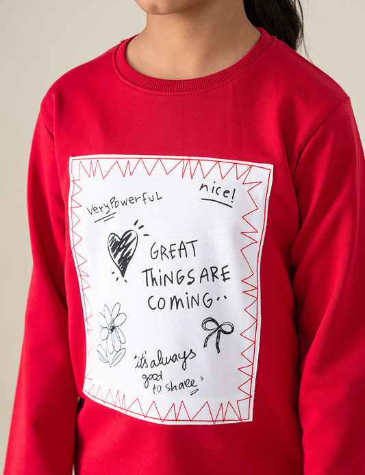 GREAT THINGS ARE COMING PRINTED T-SHIRT