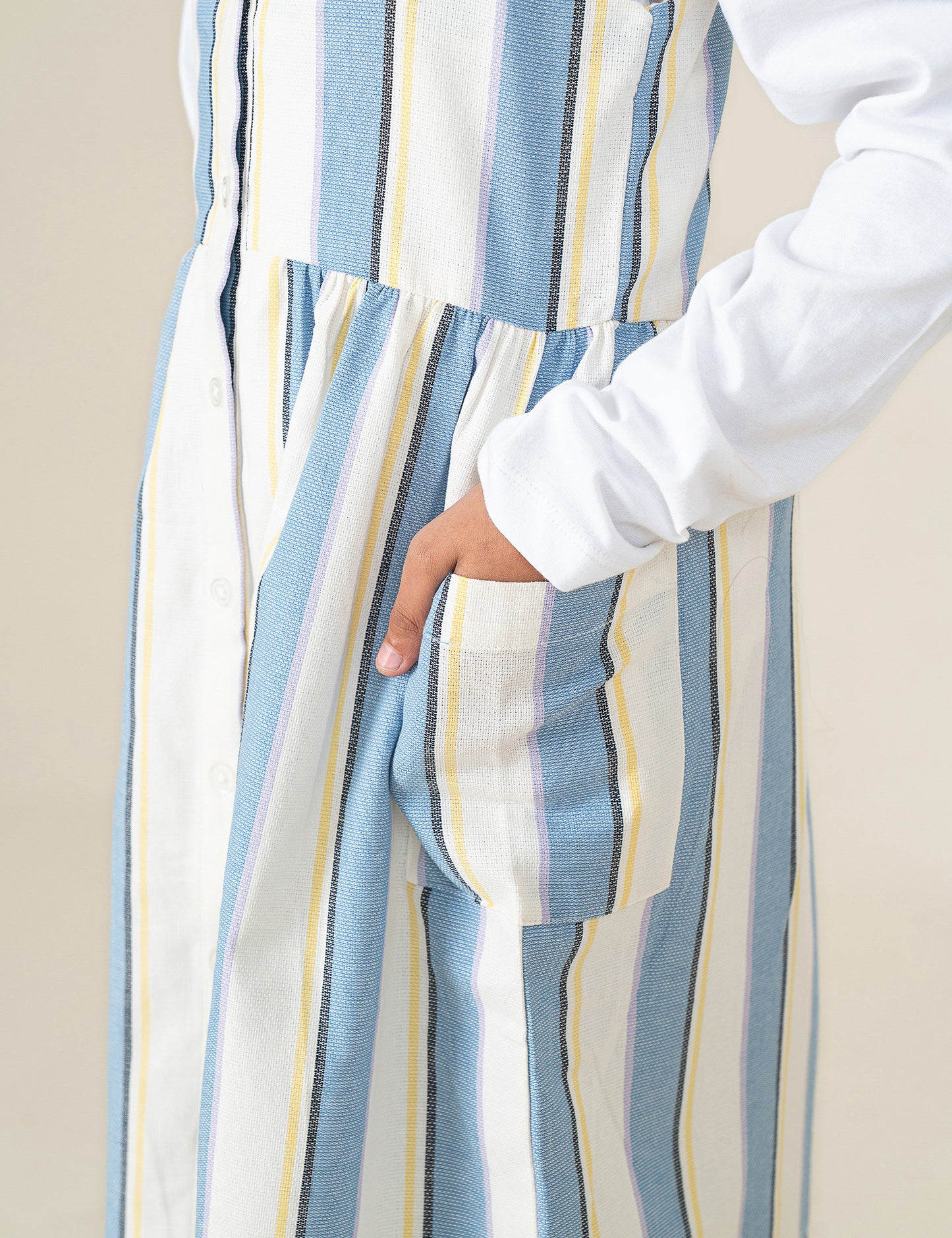 STRIPED BUTTON FRONT DRESS