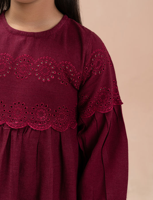 EMBROIDERED YOKE LONG DRESS