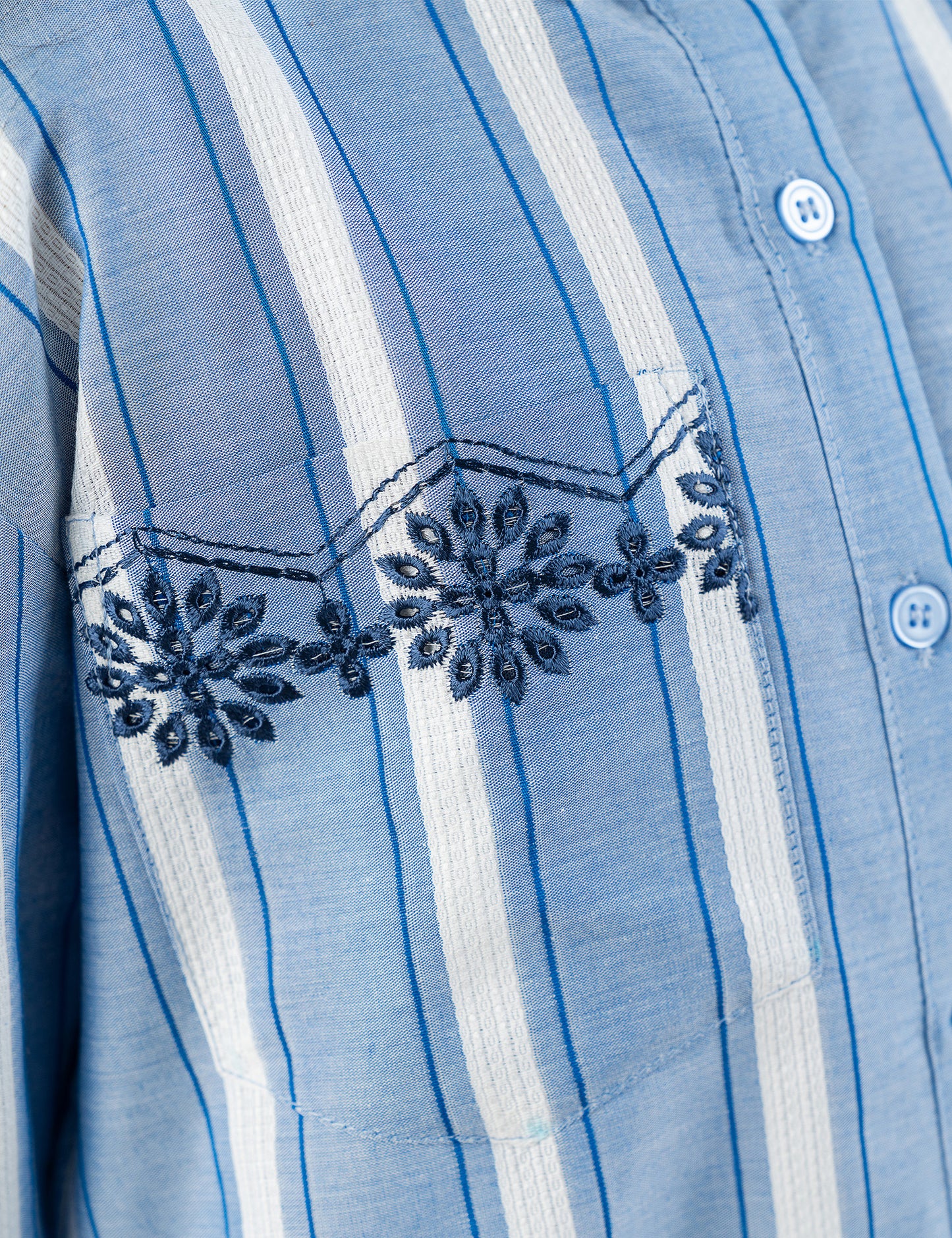 2 PIECE STRIPED EMBROIDERED SUIT