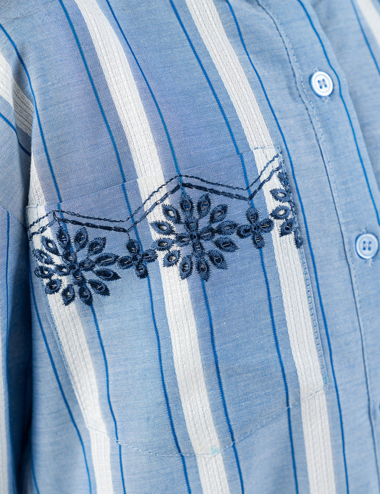 2 PIECE STRIPED EMBROIDERED SUIT