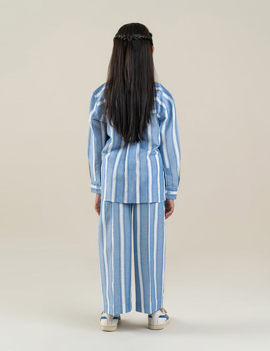 2 PIECE STRIPED EMBROIDERED SUIT