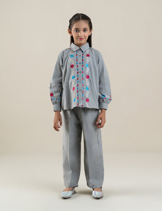 2 PIECE FLORAL EMBROIDERED SUIT