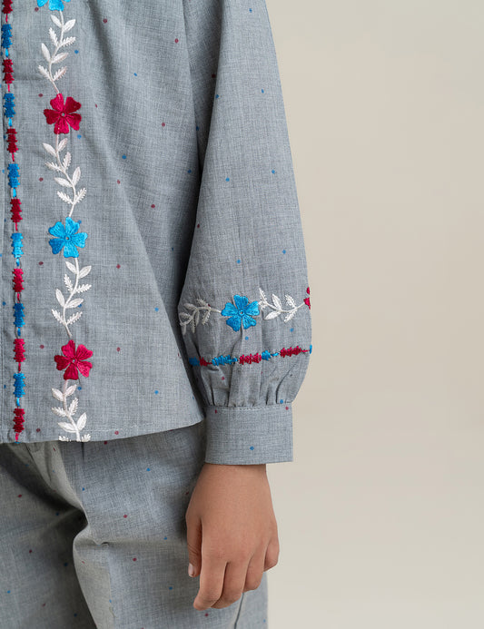 2 PIECE FLORAL EMBROIDERED SUIT